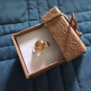 2.78CT Citrite Ring - Rhodium Over Sterling Silver